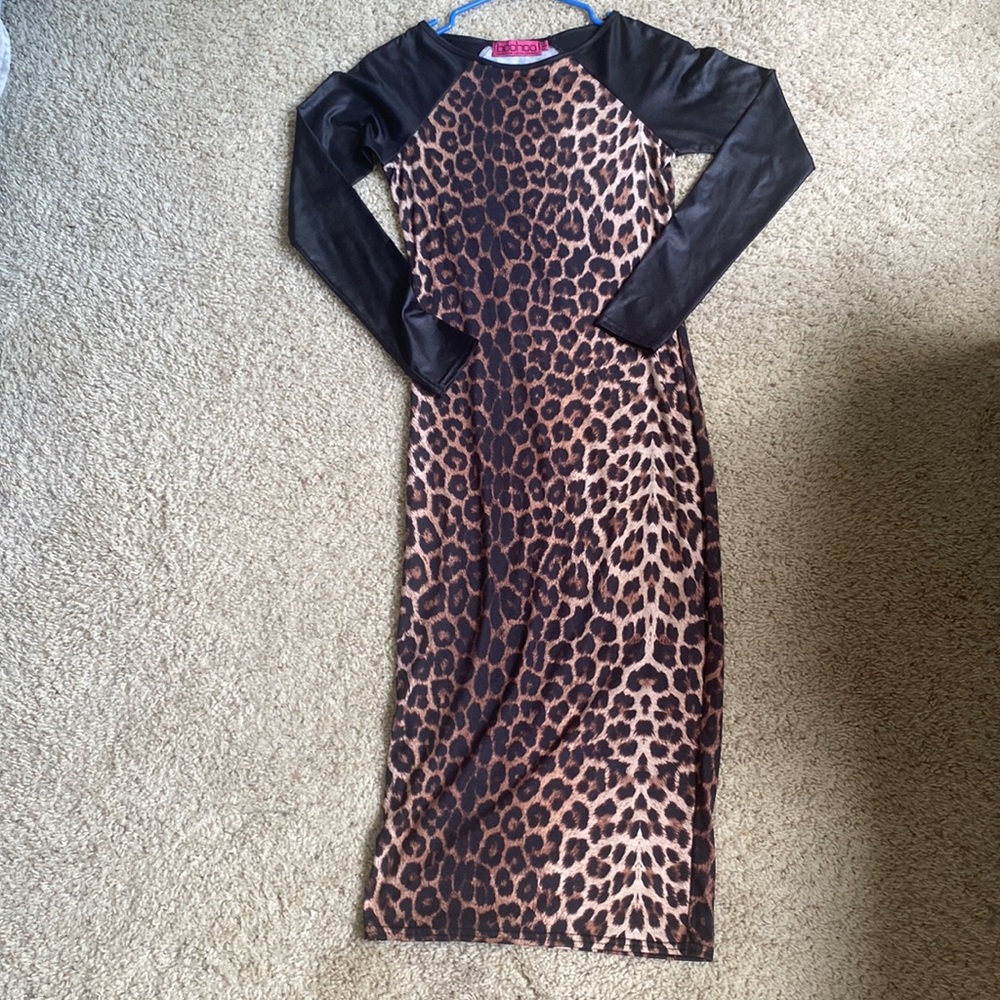Boohoo cheetah print bodycon dress